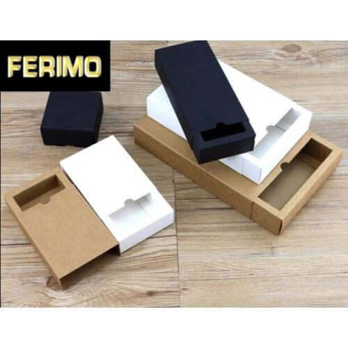 10pcs/lot 10 Size 32*20*5cm white large kraft paper drawer box,black packaging sliding box,big blank gift box for storage candy