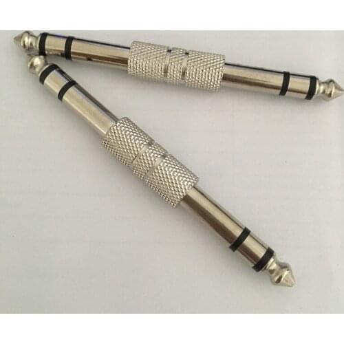 10pcs/lot NicKel Plated Stereo 6.35mm Male to Male Audio Adapter For Microphone Speaker Audio