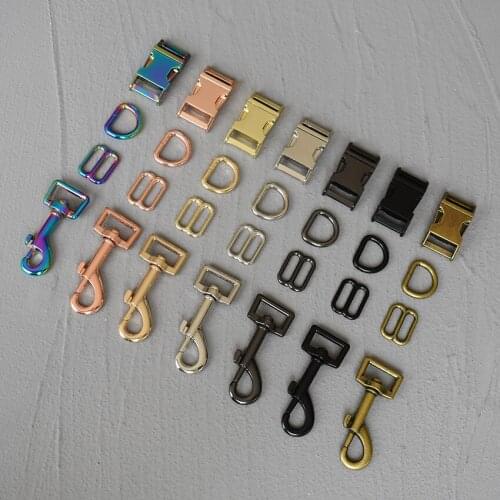 50 Sets 20mm Metal hardware D ring adjuster belt strap slider release buckle for pet dog collar harness DIY accessory 20-4s8