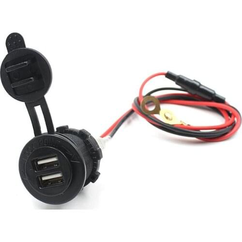 50pcs 12V 24V 2 Dual USB Motorcycle Car Cigarette Lighter Socket Charger Power Adapter Outlet Car Accessories