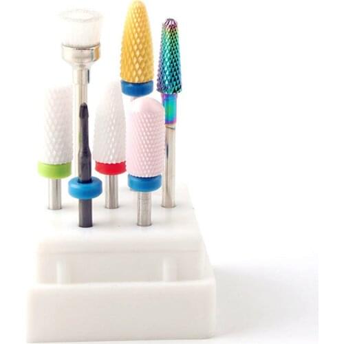 7pcs Nail Drill Bits for Acrylic Nails Professional Tungsten Carbide 3/32 Remover Nail Gel Polish Poly Extension Cuticles Box