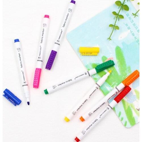 8 Pcs Clothes Textile Marker Pens Paint Pens DIY Cloth Paint Brushes T-shirt Paint Paint Pens Writing Pad Marker Pen Supplies
