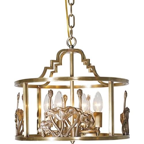 American copper chandelier duplex restaurant lamp retro lighting European lighting personality bedroom lamp bar