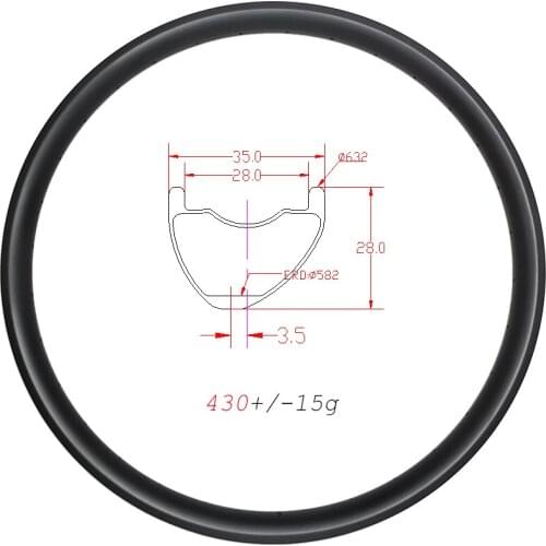 29er 430g Asymmetry clincher tubeless disc MTB Carbon rims 28mm deep 35mm width UD matte 3K mountain bike Hookless carbon wheels