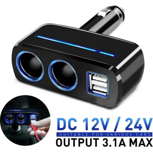 Car Charger Cigarette Lighter Double Power Adapter Socket Splitter Dual USB