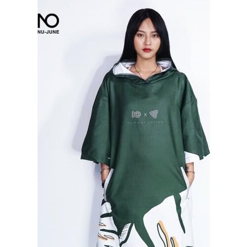 Nu-June Microfiber Printing Changing Robe Bath Towel Swimming Diving Women Men Bathrobe Cloak Outdoor Hooded Beach Towel Poncho