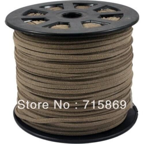 Free Ship 100Yards 3mm*1.5mm Warm Gray Faux Suede Cord Leather Cord Flat lace leather cord