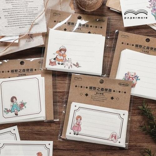 30Sheets Country Forest Series Memo Pad Cute Decoration Planner Sticky Notes Adhesive Stationary Notepad School Office Supplies
