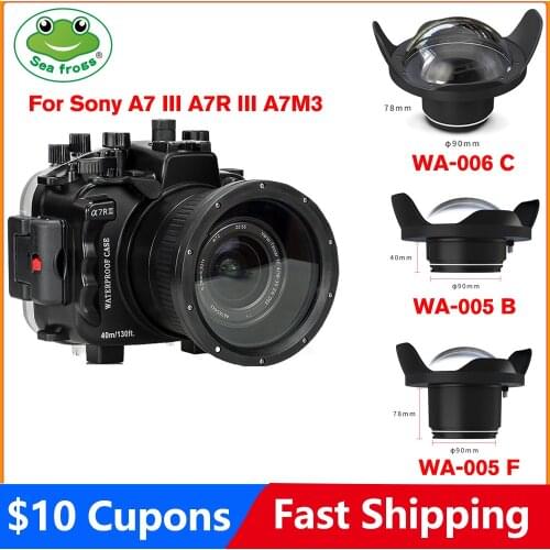 Seafrogs 40m/130ft Underwater Camera Housing Case For Sony A7 III A7R III A7M3 Camera Waterproof Case with Wire Angle Dome Port