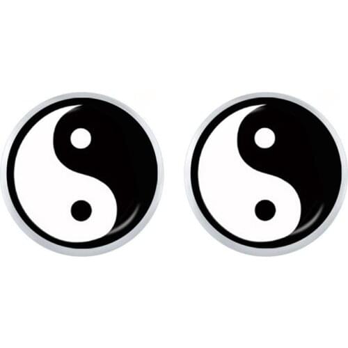 The Black and White Symbol Jewelry Yin Yang Glass Stud Earrings Jewelry Natural Rustic Boho Style Symbolizing Harmony