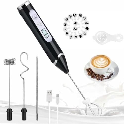 Electric Mixer Blender Milk Frother Handheld With USB Charger Dock Stainless Bubble Maker Whisk For Coffee Cappuccino