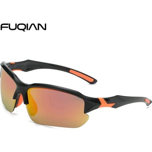 FUQIAN 2020 Sports Men Sun Glasses Fashion Rimless Platic Polarized Sunglasses For Male Fashion Outdoor Sport Shades Goggle
