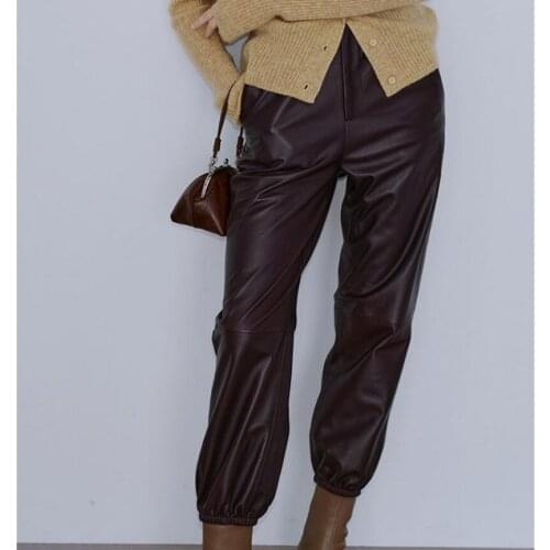 GRANBELLA Women's Leather Pants