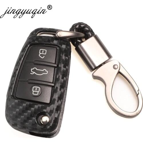 Jingyuqin 3 Button Soft Carbon Silicone Car Remote Key Fob Cover Case For Audi A3 8L 8P A4 B6 B7 B8 A6 C5 C6 4F RS3 Q3 Q7 TT