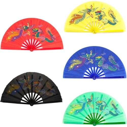Chinese Kung Fu Fan Tai Chi Martial Arts Dragon Phoenix Plastic Handheld Folding Fans Art Dance Gift Jy05 21 Dropshipping
