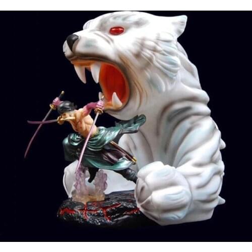Classic anime One Piece GK Super White Tiger Luo Noah Zoro Sanjianliu Office Aberdeen Decoration Boxed Model Toy Childrens Gift