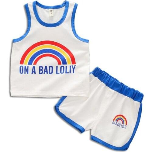 Boys set summer new 2019 childrens vest baby cotton sleeveless two-piece 1-4 years old tide clothes