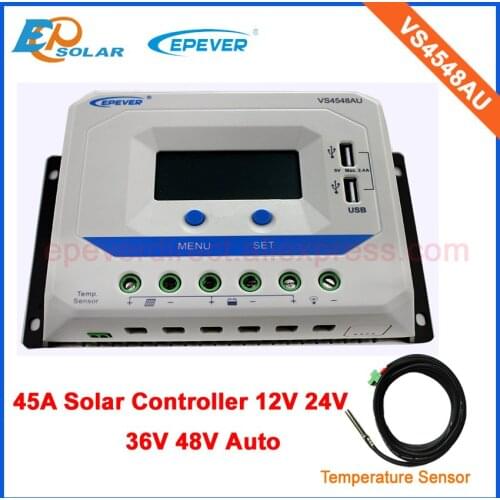 Solar 48V controller VS4548AU USB dual design port lcd display PWM solar panels system 45A with temperature sensor
