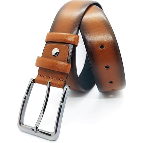 Genuine Soft Leather Handmade Brown Man Belt High Quality Calfskin For Pants Metal Buckle For Casual Gift For Valentines Day