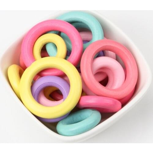 3 Size Mix Circle Round Ring Natural Wood DIY Crafts Embellishment For Wooden Ring Children Kids Teething Wooden An Pick 20pcs