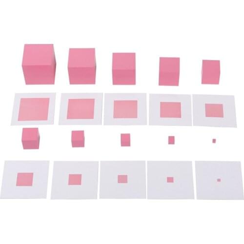 Montessori Materials Baby Toys Small Size 0.7-7cm Pink Tower Cubes Reference Cards Educational Learning Toys for Toddlers Infant