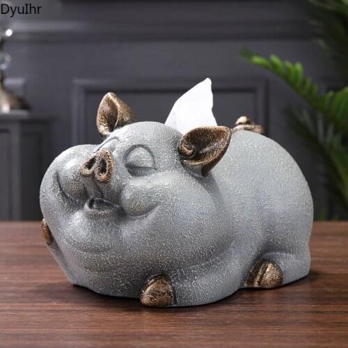European-style cute pig tissue box decoration resin crafts housewarming gift living room coffee table tissue box decoration