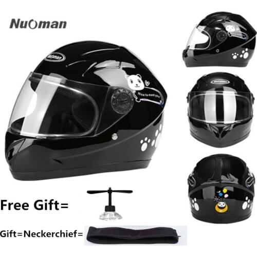 Motorcycle kids full Face Helmet Electric Bicycle Riding Helmet Unisex Breathable Sunscreen Winter Helmets gloss black