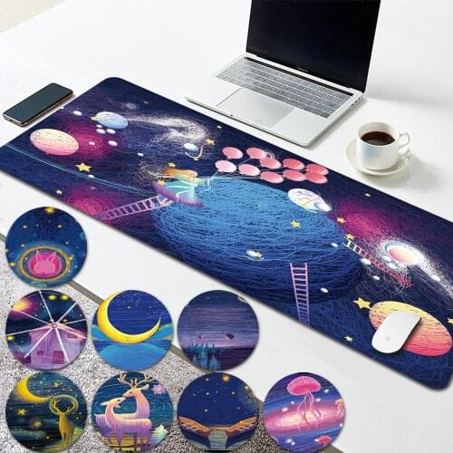 Mouse Pad Large Computer Gaming Mouse Pad Anti-slip Pu Leather Print Series Pattern Waterproof Gaming Mouse Mat