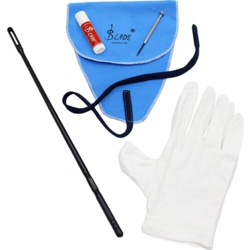 Flute Cleaner Kit Set W/ Cleaning Cloth Stick Cork Grease Screwdriver Gloves