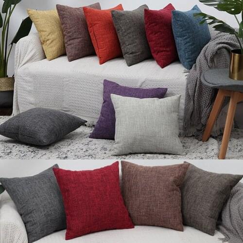 Pure Color Square Cushion Covers 45x45 cm Elegant Durable Linen 2 Pieces Throw Pillow Car Home Decoration Pillowcase Bedroom Use