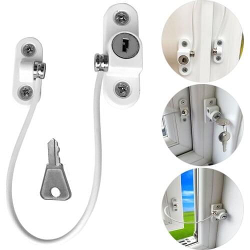Window Security Chain Lock Sliding Security Limiter Lock Stop Door Restrictor Child Safety Locks Home Hardware White