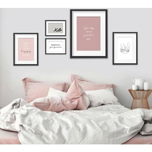 Posters And Prints Living Room Bedroom Canvas Painting Lover Hold Hands Wall Art Nordic Let Me Sleep Quote Decorativas Home Deco
