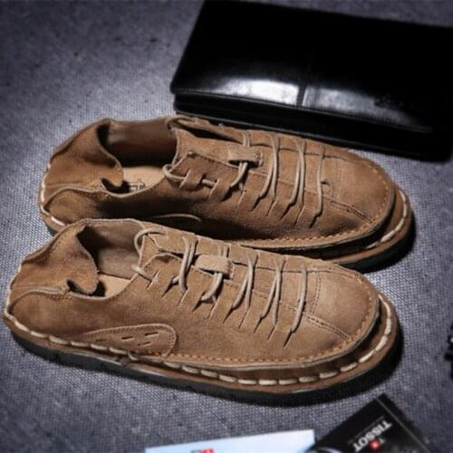 QWEDF New fashion Leather handmade Men Flats Light Breathable Shallow Casual Shoes Men Man Sneakers Peas Zapatos Hombre X7-73