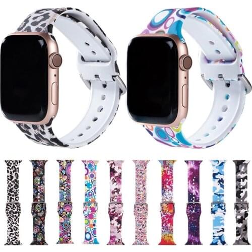 Sport Silicone Watchband for Apple Watch 40mm 44mm 42mm 38mm Colorful Painting Band Strap Bracelet for Iwatch Series 5 4 3 2 1