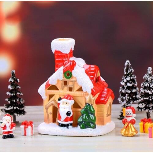 Christmas Villa Decorate Snow House Micro Snow Landscape Figures Moss Terrarium Fairy Garden Miniatures Accessories Figurines