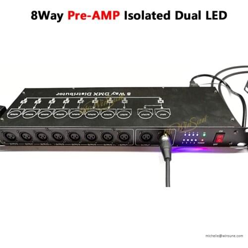 Top Quality 8Way DMX Distributor Booster Amplifier Spilitter Opto Isolated DMX Output Dual LED