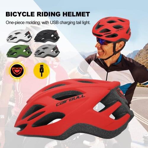 Bicycle helmets one-piece molding with USB charging tail light Mountain Road Bike Helmet Lightweight Breathable Cycling Helmet
