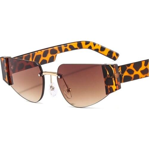 Veshion Frameless Cat Eye Small Sunglasses Men Women Fashion Shades UV400 Vintage Glasses