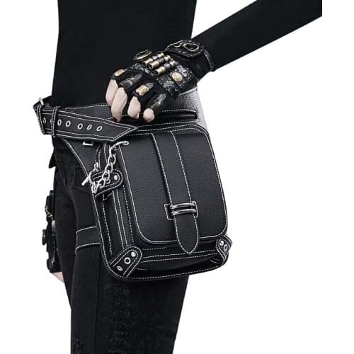 Women Retro Waistbag Messenger Bag Punk Femme Hiking Waist Bag High Quality PU Leather Travel Leg Bag