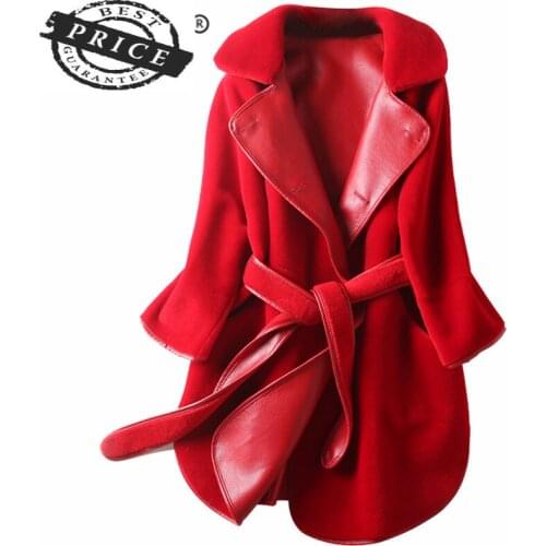 Fur Coat Real Female Winter 100% Sheep Shearing Jacket Women Clothes 2021 Vintage Wool Jackets Belt Korean Fur Top LL0022