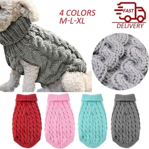 Winter Knitted Dog Clothes Warm Jumper Sweater For Small Large Dogs Pet Clothing Coat Knitting Crochet Cloth Jersey