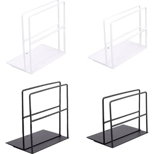 1 Pair Stylish Premium Metal Bookends Hollow-out Book Stands Lightweight Durable Book Holders Non-Slip Bookends for Home