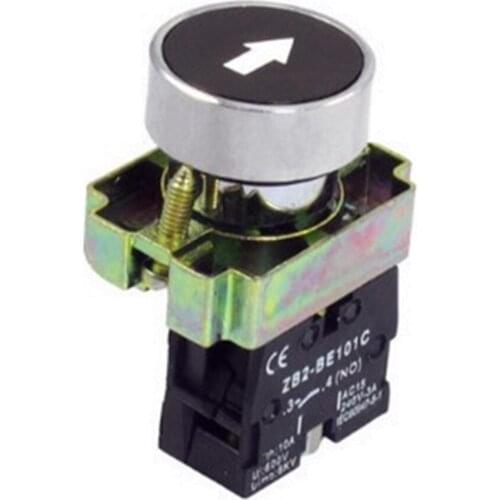 1 Pc 22mm 1 NO N/O Black Sign Momentary Push Button Switch 600V 10A ZB2-BA3351