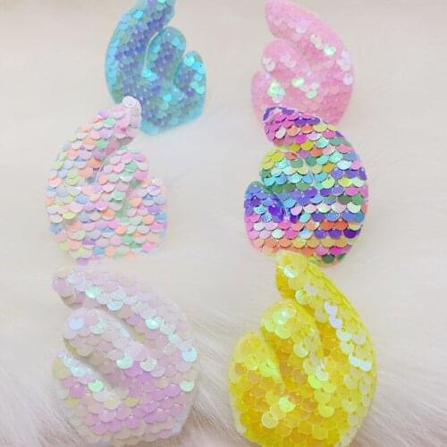 18Pcs/Lot Sequin Left And Right Angel Wing Padded Applique For DIY Clothes Hat Festival Decoration Patches Hair Clip Accessories