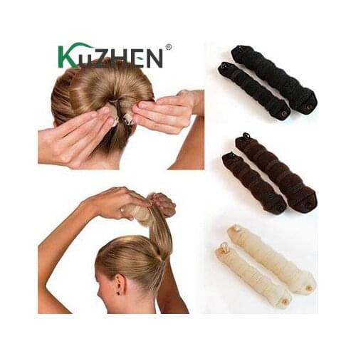 2pcs DIY Women Hair Styling Former Magic Sponge Bun Maker Donut Ring Shaper Foam Braider Tool For Girls Hair Style