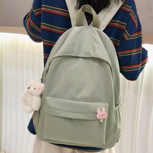 2021 Backpacks Women Solid Color Women Shoulder Bag Nylon Teenage Girl School Bag Trend Backbag Mochilas Female