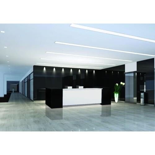 3.2meter (10.5 ft)OEM hot sale white paint Cash register counter furniture with walnut table top #QT3209