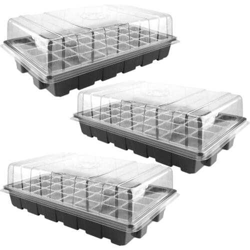 5-Pack With Humidity Vented Domes Black Plant Growth Tools Sturdy 3pcs Ventilation PP Seedling Trays Seed Starter Tray
