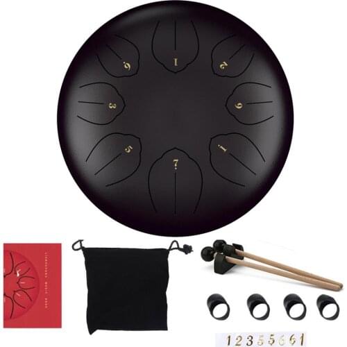 6 Inch 8 Tone Lotus Style Steel Tongue Drum Tune G Percussion Hand Pan Drum With Padded Drum Bag & Mallets Musical Instruments