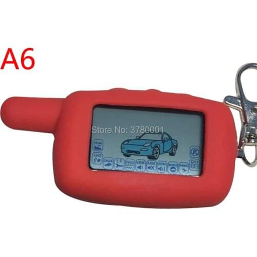 A6 LCD Remote Control Keychain +Red A6 Silicone Case For Vehicle Security Two Way Car Alarm StarLine A6 Keychain